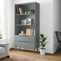 Bibliothèque en bois massif de pin - 2 tiroirs - 85 x 35 x 170,5 cm