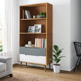 Bibliothèque en bois massif de pin - 2 tiroirs - 85 x 35 x 170,5 cm