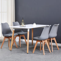Un ensemble de 6 chaises de salle à manger médiévales nordiques, siège rembourré en PU, pieds en bois de hêtre, chaises de bureau pour salle à manger, chambre à coucher, balcon, Restaurant