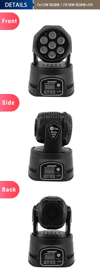 SHEHDS-Lumière LED à Tête Mobile pour ixMusicale Chang DJ, Discothèque, brev, 7x12W, RGBW/7x18W, 6 en 1