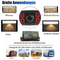 ESSGOO Caméra de Recul Sans Fil 5G WIFI pour Téléphone Android iPhone Voiture IP67 Étanche Angle Large de 120° 1080P pour Camion, Remorque, Camping-Car, Van