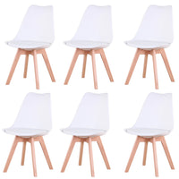Un ensemble de 6 chaises de salle à manger médiévales nordiques, siège rembourré en PU, pieds en bois de hêtre, chaises de bureau pour salle à manger, chambre à coucher, balcon, Restaurant