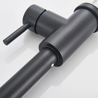 Robinet de cuisine extractible en argent, robinet de cuisine en Nickel à poignée unique, poignée monotrou, pulvérisateur pivotant, robinet mitigeur d'eau