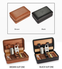 Boîte à cigares Portable, étui à cigares de voyage en cuir et bois de cèdre, boîte à cigares avec ou sans coupe, briquet Puro, ensemble d'accessoires