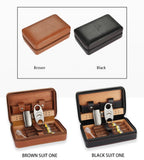 Boîte à cigares Portable, étui à cigares de voyage en cuir et bois de cèdre, boîte à cigares avec ou sans coupe, briquet Puro, ensemble d'accessoires