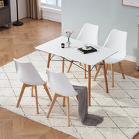 Un ensemble de 6 chaises de salle à manger médiévales nordiques, siège rembourré en PU, pieds en bois de hêtre, chaises de bureau pour salle à manger, chambre à coucher, balcon, Restaurant