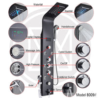 Robinet de douche à lumière LED noire, salle de bains, SPA, Jet de Massage, système de colonne de douche, cascade, panneau de douche de pluie, robinet pulvérisateur de Bidet