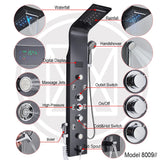 Robinet de douche à lumière LED noire, salle de bains, SPA, Jet de Massage, système de colonne de douche, cascade, panneau de douche de pluie, robinet pulvérisateur de Bidet