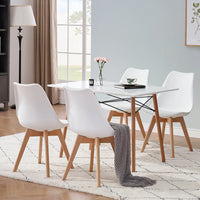 Un ensemble de 6 chaises de salle à manger médiévales nordiques, siège rembourré en PU, pieds en bois de hêtre, chaises de bureau pour salle à manger, chambre à coucher, balcon, Restaurant