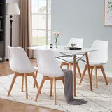 Un ensemble de 6 chaises de salle à manger médiévales nordiques, siège rembourré en PU, pieds en bois de hêtre, chaises de bureau pour salle à manger, chambre à coucher, balcon, Restaurant
