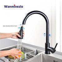 Robinet de cuisine extractible en argent, robinet de cuisine en Nickel à poignée unique, poignée monotrou, pulvérisateur pivotant, robinet mitigeur d'eau