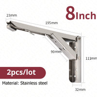 Supports d'étagère pliables KAK (lot de 2) en acier inoxydable robuste, pour un gain de place sur table ou plan de travail. Support de montage facile à monter soi-même.