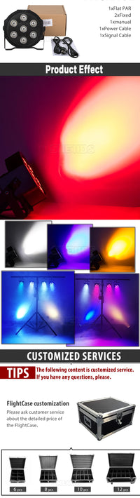 SHEHDS-Éclairage de Scène pio LED, 7x12W, RGBW/7x18W, RGBWA + UV, Prise Mobile, Ventilateur Ultra-Silencieux, ixd'Anniversaire Familiale, Théâtre