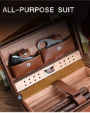 Boîte à cigares Portable, étui à cigares de voyage en cuir et bois de cèdre, boîte à cigares avec ou sans coupe, briquet Puro, ensemble d'accessoires