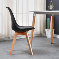 Un ensemble de 6 chaises de salle à manger médiévales nordiques, siège rembourré en PU, pieds en bois de hêtre, chaises de bureau pour salle à manger, chambre à coucher, balcon, Restaurant
