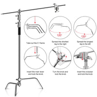 SH-Support d'éclairage RapDuty C en acier inoxydable, support de photographie, bras de maintien, 260cm, 107cm, recommandé Max, liquimanquer, un cadeau