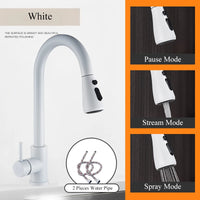Robinet de cuisine extractible en argent, robinet de cuisine en Nickel à poignée unique, poignée monotrou, pulvérisateur pivotant, robinet mitigeur d'eau