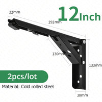 Supports d'étagère pliables KAK (lot de 2) en acier inoxydable robuste, pour un gain de place sur table ou plan de travail. Support de montage facile à monter soi-même.