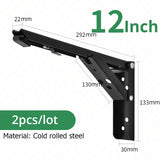 Supports d'étagère pliables KAK (lot de 2) en acier inoxydable robuste, pour un gain de place sur table ou plan de travail. Support de montage facile à monter soi-même.