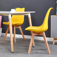 Un ensemble de 6 chaises de salle à manger médiévales nordiques, siège rembourré en PU, pieds en bois de hêtre, chaises de bureau pour salle à manger, chambre à coucher, balcon, Restaurant