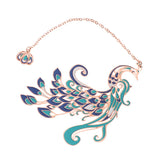 Marque-page en métal design paon Plume d’Azur en bleu et turquoise, élégant et raffiné