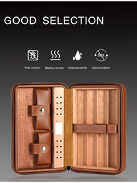 Boîte à cigares Portable, étui à cigares de voyage en cuir et bois de cèdre, boîte à cigares avec ou sans coupe, briquet Puro, ensemble d'accessoires