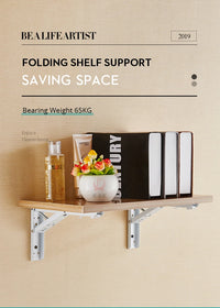 Supports d'étagère pliables KAK (lot de 2) en acier inoxydable robuste, pour un gain de place sur table ou plan de travail. Support de montage facile à monter soi-même.