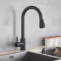 Robinet de cuisine extractible en argent, robinet de cuisine en Nickel à poignée unique, poignée monotrou, pulvérisateur pivotant, robinet mitigeur d'eau