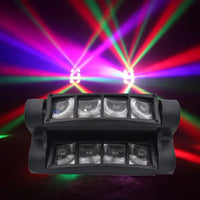 Mini projecteur LED RGBW 8x3W à tête mobile, faisceau araignée, éclairage de scène DMX 512, idéal pour DJ, boîtes de nuit et soirées.