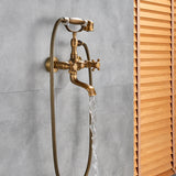 Ensemble de robinets de baignoire-douche en laiton Antique, salle de bains, mitigeur de baignoire mural à double poignée avec douchette et bec pivotant