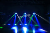 Mini projecteur LED RGBW 8x3W à tête mobile, faisceau araignée, éclairage de scène DMX 512, idéal pour DJ, boîtes de nuit et soirées.