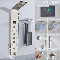 Robinet de douche à lumière LED noire, salle de bains, SPA, Jet de Massage, système de colonne de douche, cascade, panneau de douche de pluie, robinet pulvérisateur de Bidet