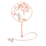 Marque-page en métal, motif chat et cerisier japonais, accessoire élégant pour lecteurs