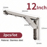 Supports d'étagère pliables KAK (lot de 2) en acier inoxydable robuste, pour un gain de place sur table ou plan de travail. Support de montage facile à monter soi-même.