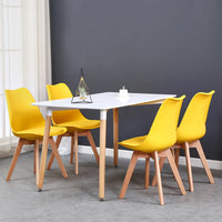 Un ensemble de 6 chaises de salle à manger médiévales nordiques, siège rembourré en PU, pieds en bois de hêtre, chaises de bureau pour salle à manger, chambre à coucher, balcon, Restaurant