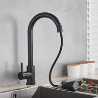 Robinet de cuisine extractible en argent, robinet de cuisine en Nickel à poignée unique, poignée monotrou, pulvérisateur pivotant, robinet mitigeur d'eau