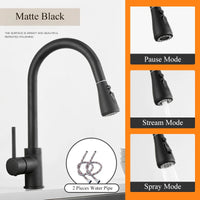Robinet de cuisine extractible en argent, robinet de cuisine en Nickel à poignée unique, poignée monotrou, pulvérisateur pivotant, robinet mitigeur d'eau