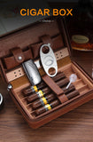 Boîte à cigares Portable, étui à cigares de voyage en cuir et bois de cèdre, boîte à cigares avec ou sans coupe, briquet Puro, ensemble d'accessoires
