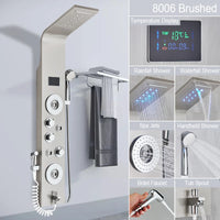 Robinet de douche à lumière LED noire, salle de bains, SPA, Jet de Massage, système de colonne de douche, cascade, panneau de douche de pluie, robinet pulvérisateur de Bidet