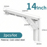 Supports d'étagère pliables KAK (lot de 2) en acier inoxydable robuste, pour un gain de place sur table ou plan de travail. Support de montage facile à monter soi-même.