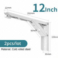 Supports d'étagère pliables KAK (lot de 2) en acier inoxydable robuste, pour un gain de place sur table ou plan de travail. Support de montage facile à monter soi-même.