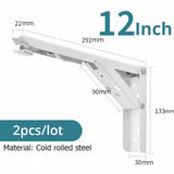 Supports d'étagère pliables KAK (lot de 2) en acier inoxydable robuste, pour un gain de place sur table ou plan de travail. Support de montage facile à monter soi-même.