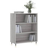Bibliothèque simple en bois gris, design moderne et fonctionnel