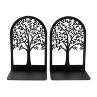 Serre-livre en métal noir avec motif rosace géométrique, design ajouré moderne pour bibliothèque ou bureau