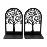 Serre-livre en métal noir avec motif rosace géométrique, design ajouré moderne pour bibliothèque ou bureau