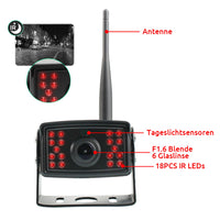 ESSGOO Caméra de Recul Sans Fil 5G WIFI pour Téléphone Android iPhone Voiture IP67 Étanche Angle Large de 120° 1080P pour Camion, Remorque, Camping-Car, Van