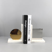 Serre-livres en marbre et métal poli, design contemporain et élégant