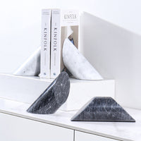 Serre-livre en marbre géométrique blanc et noir pour bibliothèque design