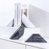 Serre-livre en marbre géométrique blanc et noir pour bibliothèque design