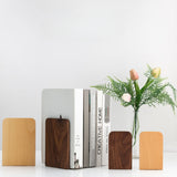 Serre-livres en bois massif hêtre et noyer, design minimaliste et robuste